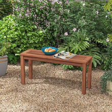 Load image into Gallery viewer, Solid Wood Outdoor 2-Seat Backless Garden Bench in Natural Finish