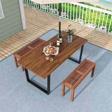 Load image into Gallery viewer, Solid Wood Outdoor 2-Seat Backless Garden Bench in Natural Finish