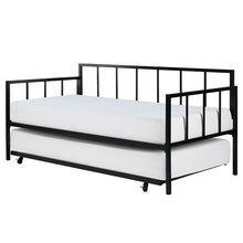 Load image into Gallery viewer, Twin size Heavy Duty Metal Daybed with Roll-Out Trundle Bed