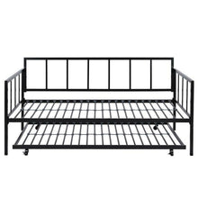 Load image into Gallery viewer, Twin size Heavy Duty Metal Daybed with Roll-Out Trundle Bed