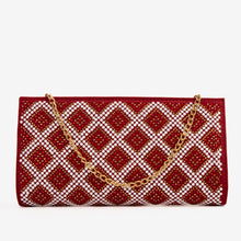 Load image into Gallery viewer, The Nampula Red Glitter Suede Leather Small Clutch