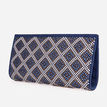 Load image into Gallery viewer, The Nampula Sax Blue Glitter Suede Leather Small Clutch