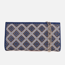 Load image into Gallery viewer, The Nampula Sax Blue Glitter Suede Leather Small Clutch