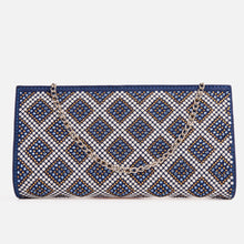 Load image into Gallery viewer, The Nampula Sax Blue Glitter Suede Leather Small Clutch