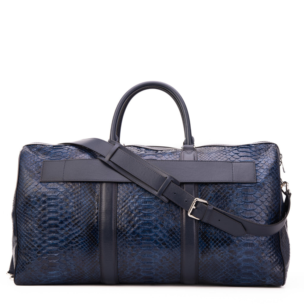 The Velar Navy Hand-Painted Python Leather Weekender Bag