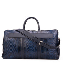 Load image into Gallery viewer, The Velar Navy Hand-Painted Python Leather Weekender Bag