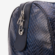 Load image into Gallery viewer, The Velar Navy Hand-Painted Python Leather Weekender Bag