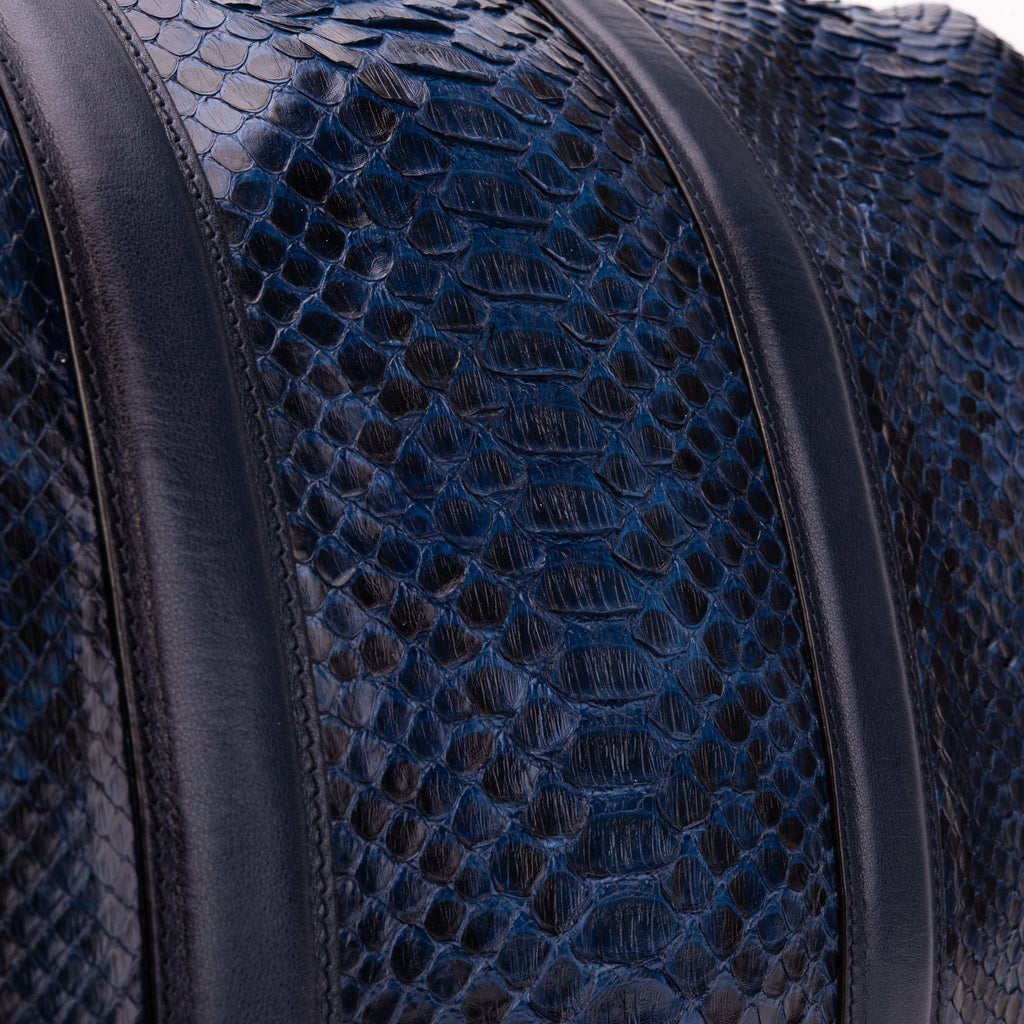 The Velar Navy Hand-Painted Python Leather Weekender Bag