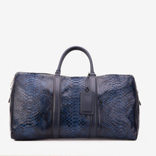 Load image into Gallery viewer, The Velar Navy Hand-Painted Python Leather Weekender Bag