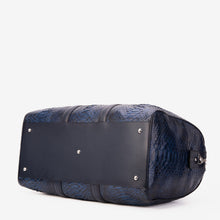 Load image into Gallery viewer, The Velar Navy Hand-Painted Python Leather Weekender Bag