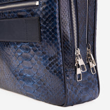 Load image into Gallery viewer, The Velar Navy Hand-Painted Python Leather Weekender Bag