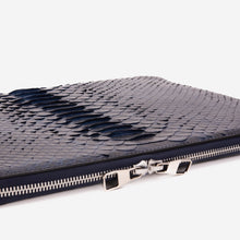 Load image into Gallery viewer, The Varese Navy Hand-Painted Python Leather 14” Laptop Portfolio