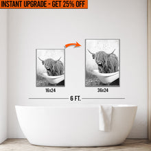 Load image into Gallery viewer, Upgrade Your 16x24 'Highland Cattle Bath' Canvas To 36x24 Inches