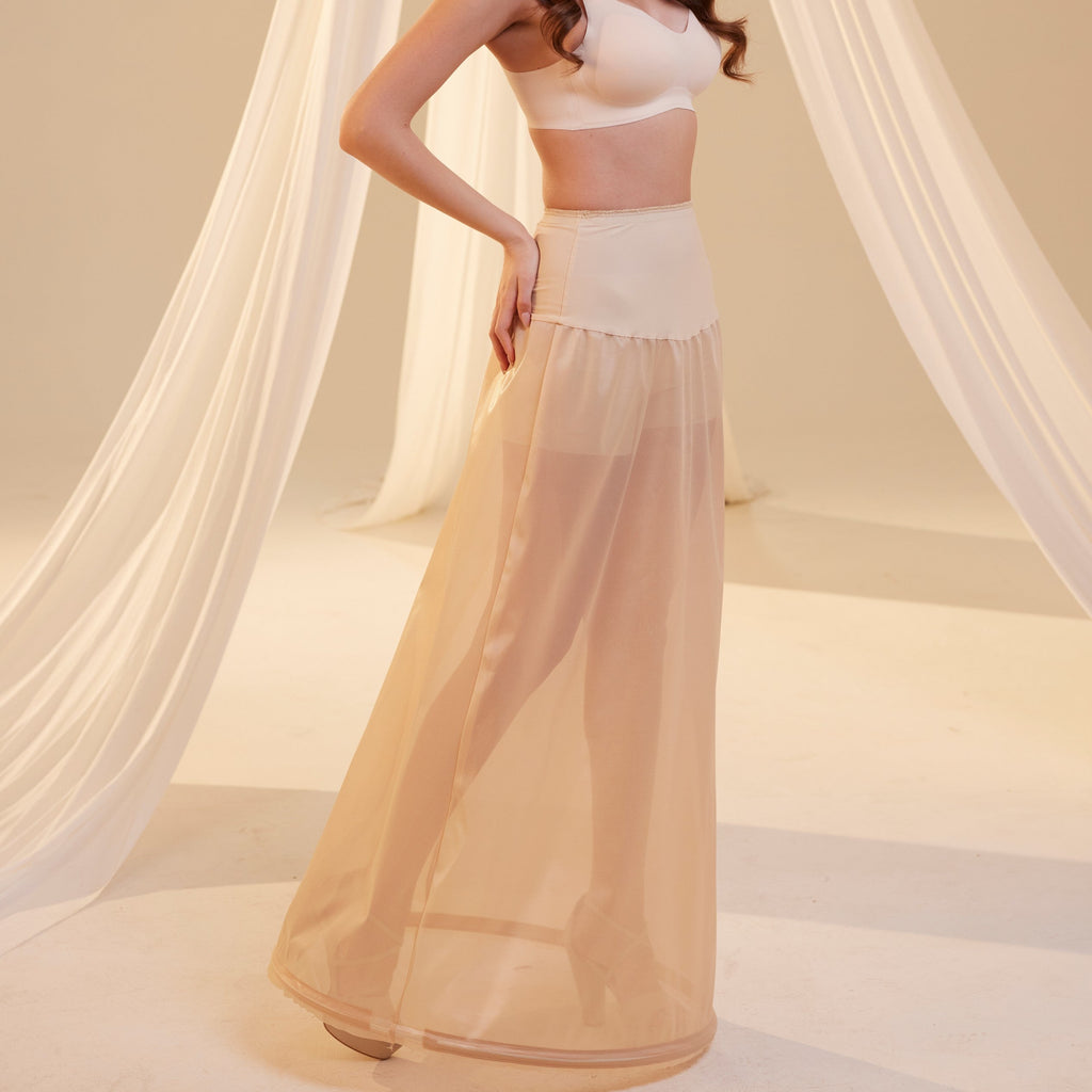 Nude A-Line Wedding Dress Petticoat , One Hoop Underskirt with Waist Corsage