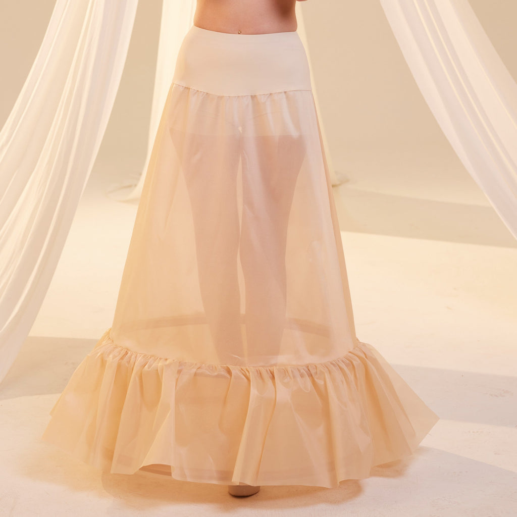 Nude Trumpet Petticoat Skirt  with  Waist Corsage  , Bridal Crinoline Slip