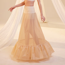 Load image into Gallery viewer, Nude Trumpet Petticoat Skirt  with  Waist Corsage  , Bridal Crinoline Slip