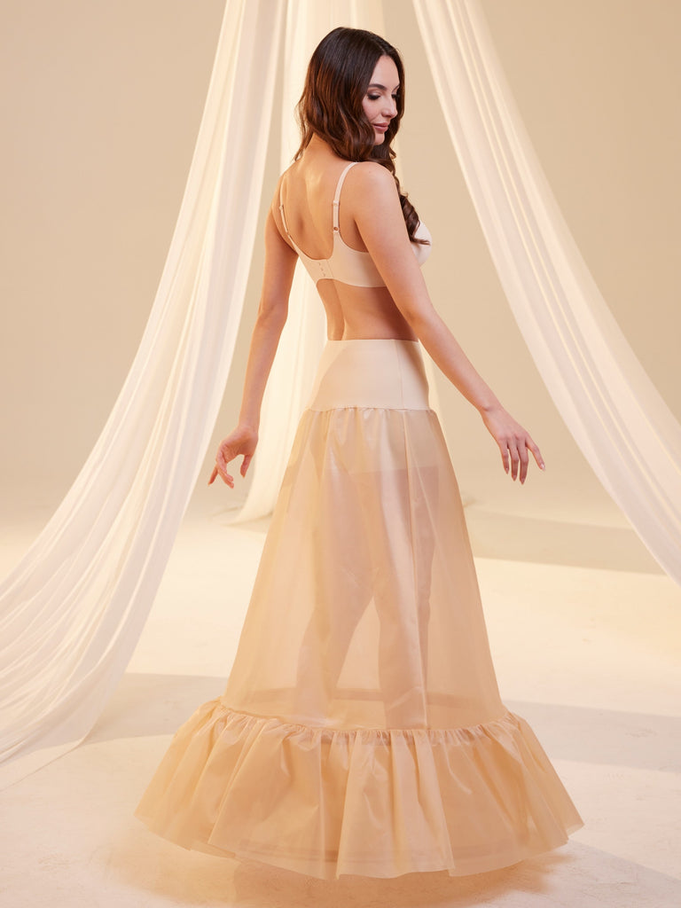 Nude Trumpet Petticoat Skirt  with  Waist Corsage  , Bridal Crinoline Slip