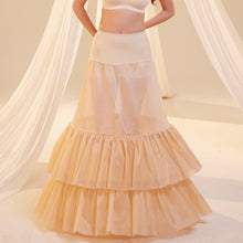 Load image into Gallery viewer, Nude Trumpet Petticoat Skirt  with  Waist Corsage and 3 Hoops , Bridal Crinoline Slip