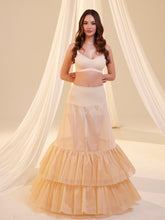 Load image into Gallery viewer, Nude Trumpet Petticoat Skirt  with  Waist Corsage and 3 Hoops , Bridal Crinoline Slip