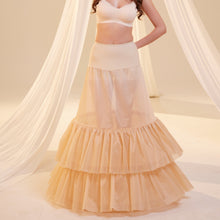 Load image into Gallery viewer, Nude Trumpet Petticoat Skirt  with  Waist Corsage and 3 Hoops , Bridal Crinoline Slip