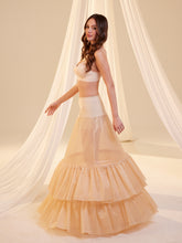 Load image into Gallery viewer, Nude Trumpet Petticoat Skirt  with  Waist Corsage and 3 Hoops , Bridal Crinoline Slip