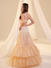 Load image into Gallery viewer, Nude Trumpet Petticoat Skirt  with  Waist Corsage and 3 Hoops , Bridal Crinoline Slip