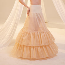 Load image into Gallery viewer, Nude Trumpet Petticoat Skirt  with  Waist Corsage and 3 Hoops , Bridal Crinoline Slip