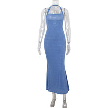 Load image into Gallery viewer, Off Neck Halter Graceful Tube Top Waist Slimming Bright Silk Fishtail Sheath Dress
