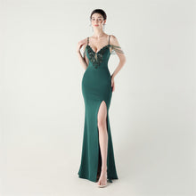 Load image into Gallery viewer, Bead Tube Applique Handmade Beaded Boning Corset Waist Trimming Lace up Satin Evening Dress Cocktail Social Slimming Slim Fit