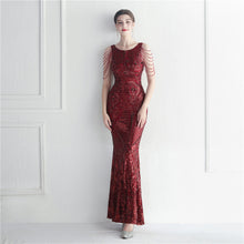 Load image into Gallery viewer, Craft Beaded Positioning Floral Sequin Star Wedding Prom Maxi Dress