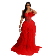 Load image into Gallery viewer, Women Wear Solid Color Sleeveless Corset Mesh Maxi Dress Dress