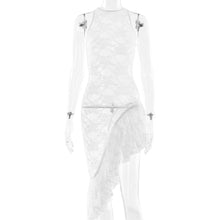 Load image into Gallery viewer, Sleeveless round Neck Dress Summer Sexy Lace See through Irregular Asymmetric Maxi Dress Women