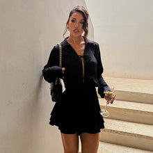 Load image into Gallery viewer, Women Dress Ruffled Long Sleeve Sexy Cutout Slim Fit
