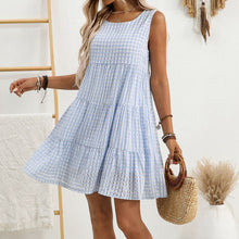 Load image into Gallery viewer, Summer Women Clothing Loose Casual Elegant Sleeveless Plaid Dress