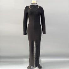 Load image into Gallery viewer, Bead Long Sleeve Bandage One Piece Dress Ladies Party Elegant Graceful Formal Dress
