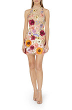 Load image into Gallery viewer, Women Embroidered Three Dimensional Floral Halter Slim Dress Small Dress