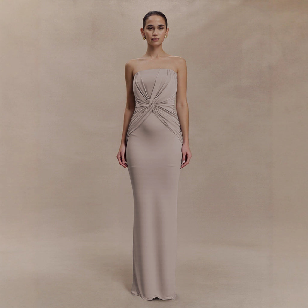 Arrival Popular Gentle Tube Top Fishtail Waist Twisted Slim Women Long Evening Dress