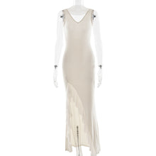 Load image into Gallery viewer, Summer Elegant Ribbon Women Dress Sexy Backless High Slit Ruffled Slim Dress
