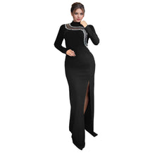 Load image into Gallery viewer, Women Wear Sexy Slim Fit Slit Drill Chain Long Sleeve Dress