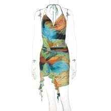 Load image into Gallery viewer, Women Clothing Summer Printing Sexy Backless Lace up Dress