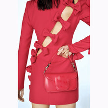 Load image into Gallery viewer, Early Autumn Star Personality Asymmetric Hollow Out Cutout Bow Dress Small Dress