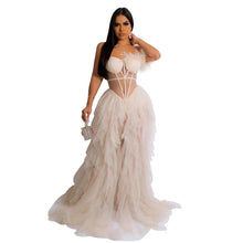 Load image into Gallery viewer, Women Wear Solid Color Sleeveless Corset Mesh Maxi Dress Dress