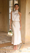 Load image into Gallery viewer, Summer Mature Elegant Women Clothing Sleeveless Halter Solid Color Satin Dress