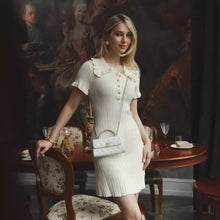 Load image into Gallery viewer, Ruffled Classic Dress Summer Retro French Hepburn Tight Knitted Dress