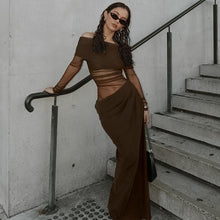 Load image into Gallery viewer, Summer Maxi Dress Sexy Off The Shoulder Mesh Hollow Out Cutout Dress Women