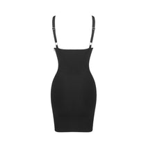 Load image into Gallery viewer, Sexy V neck Strap Zipper Furcal Lower Hem Dress Nightclub Black French Dress