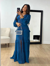 Load image into Gallery viewer, Autumn Winter Elegant Stitching Long Sleeve V Neck Dress Women Dress