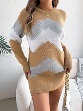 Load image into Gallery viewer, Real Shot Autumn Winter Casual Color Matching Lantern Sleeve Sweater Dress Women Clothing