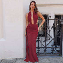 Load image into Gallery viewer, Women Clothing Spring Summer Sexy Lace Stitching Hollow Out Cutout Backless Halter Dress