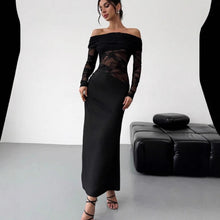 Load image into Gallery viewer, Hollow Out Cutout out Summer off-Shoulder Lace Maxi Dress Long Sleeve High Grade Sexy Sheath Dress Women Clothing